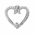 14K White 1/4 CTW Diamond Round Heart Chain Slide Pendant